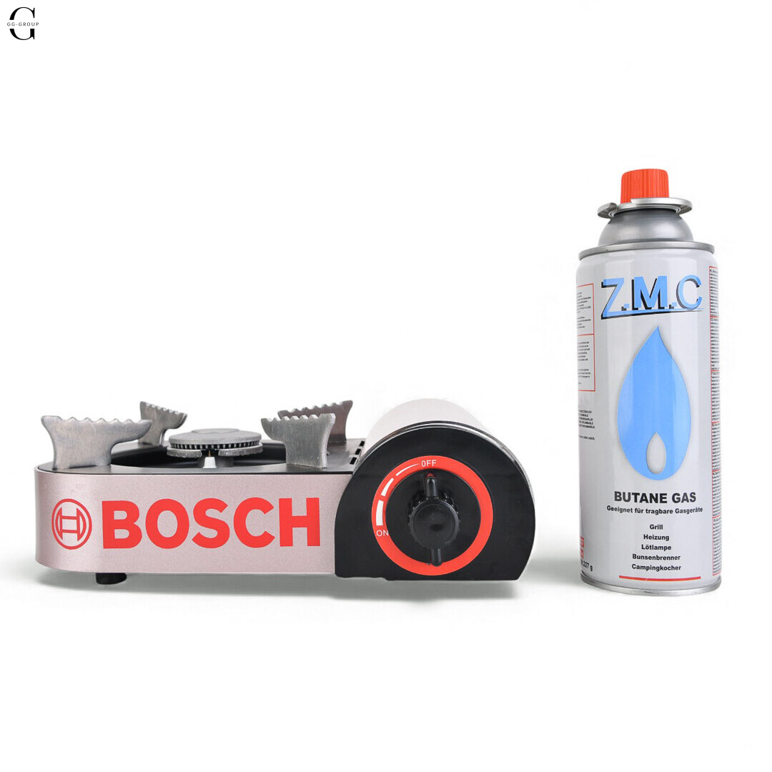 Портативная мини туристическая газовая плита BOSCH с кейсом и баллоном 25×17×8 см